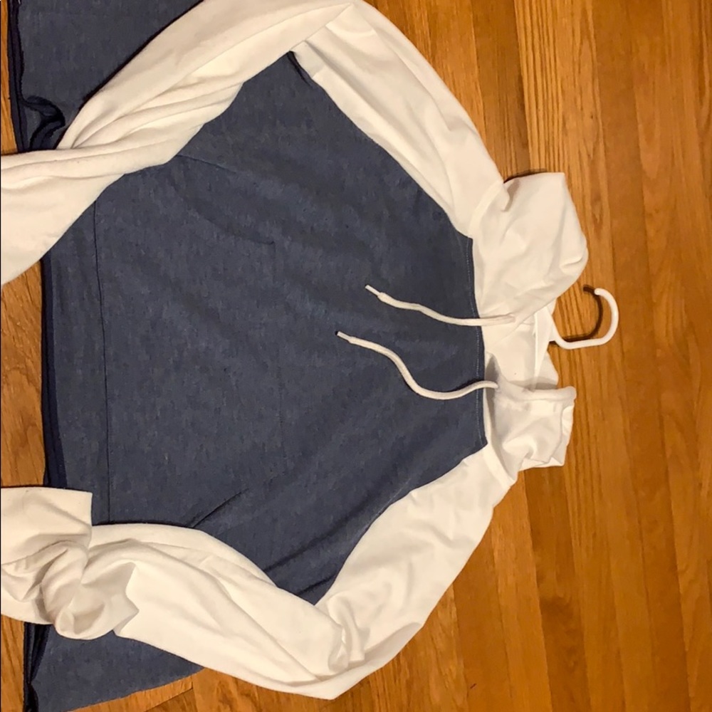 white/blue cropped sweater